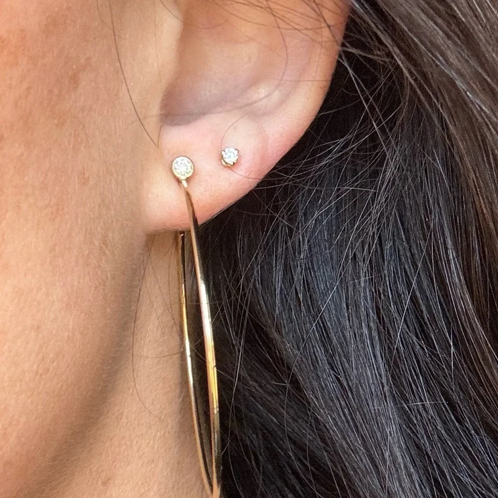 14k Gold and Diamond Hoops